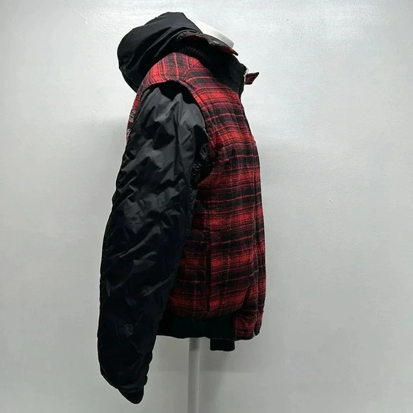 Affliction Jacket Bomber Coat Reversible Plaid American Custom Red Black Small * - Picture 8 of 13